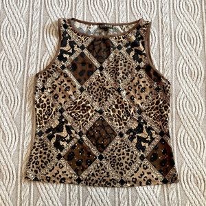 Animal Print Polyester Stretch Camisole Size Large